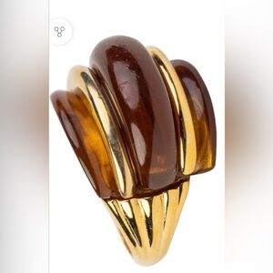 Kenneth Jay Lane Elegant Gold and Brown Women's Ring